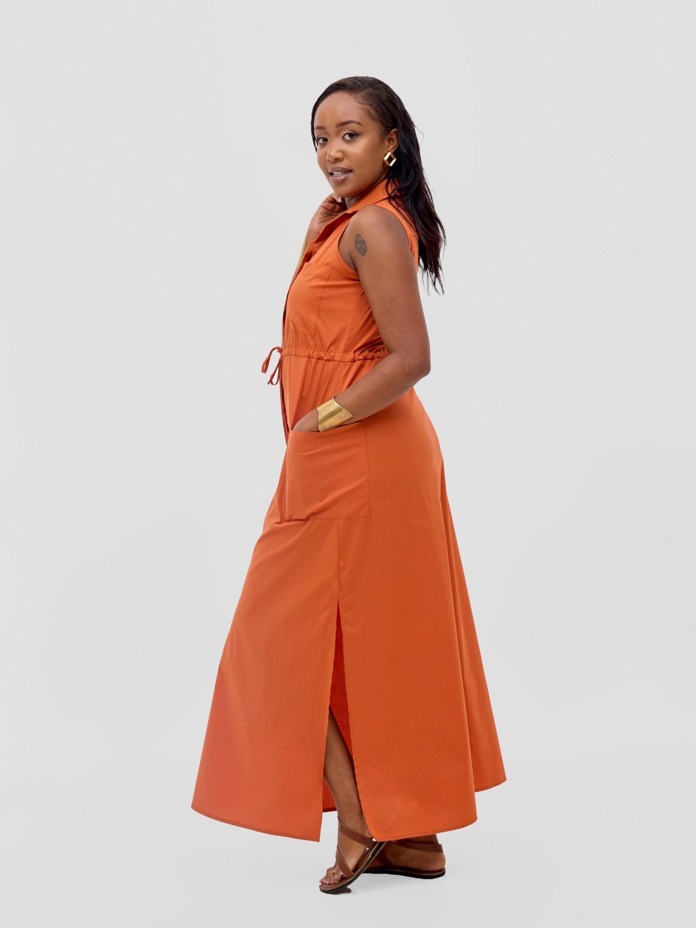 Safari Kamari Maxi Dress - Rust - Shopzetu