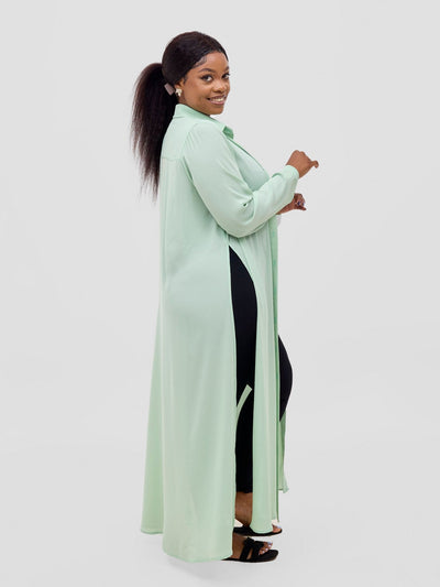 Vivo Wena High Slit Maxi Shirt - Sea Green - Shopzetu