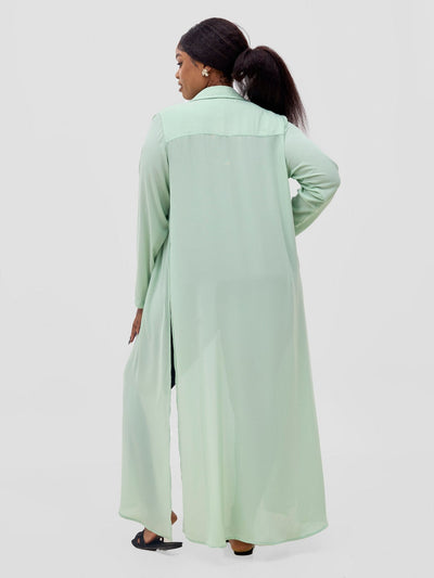 Vivo Wena High Slit Maxi Shirt - Sea Green - Shopzetu