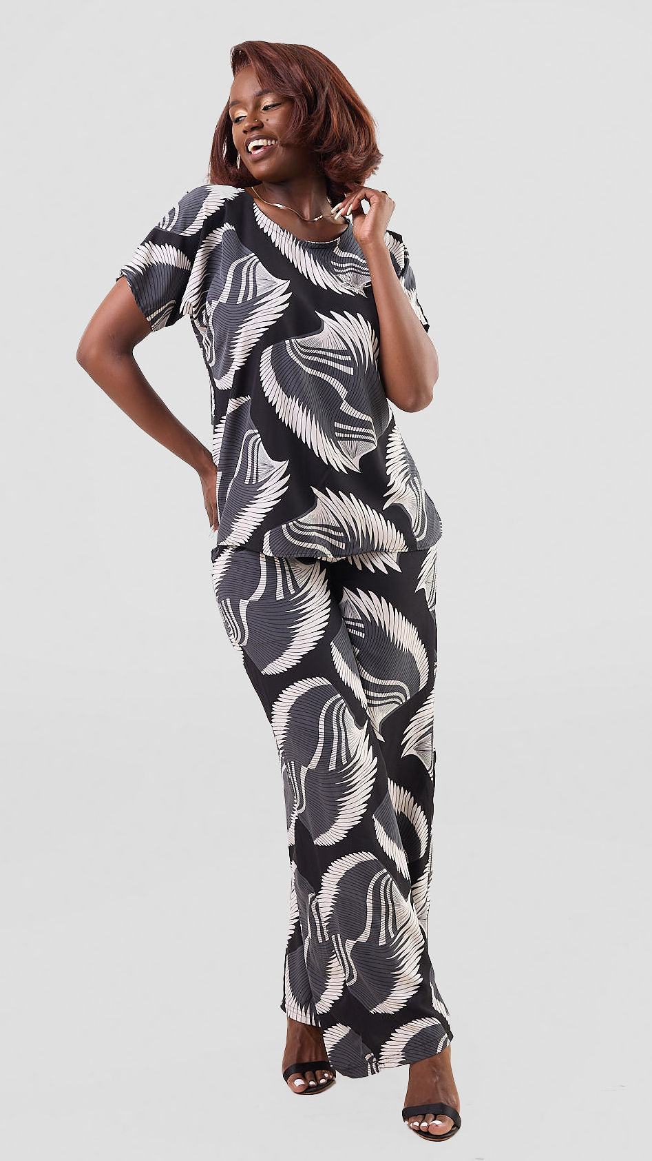 Timyt Urban Wear-The Urban Serene Pant & Top-Black Print