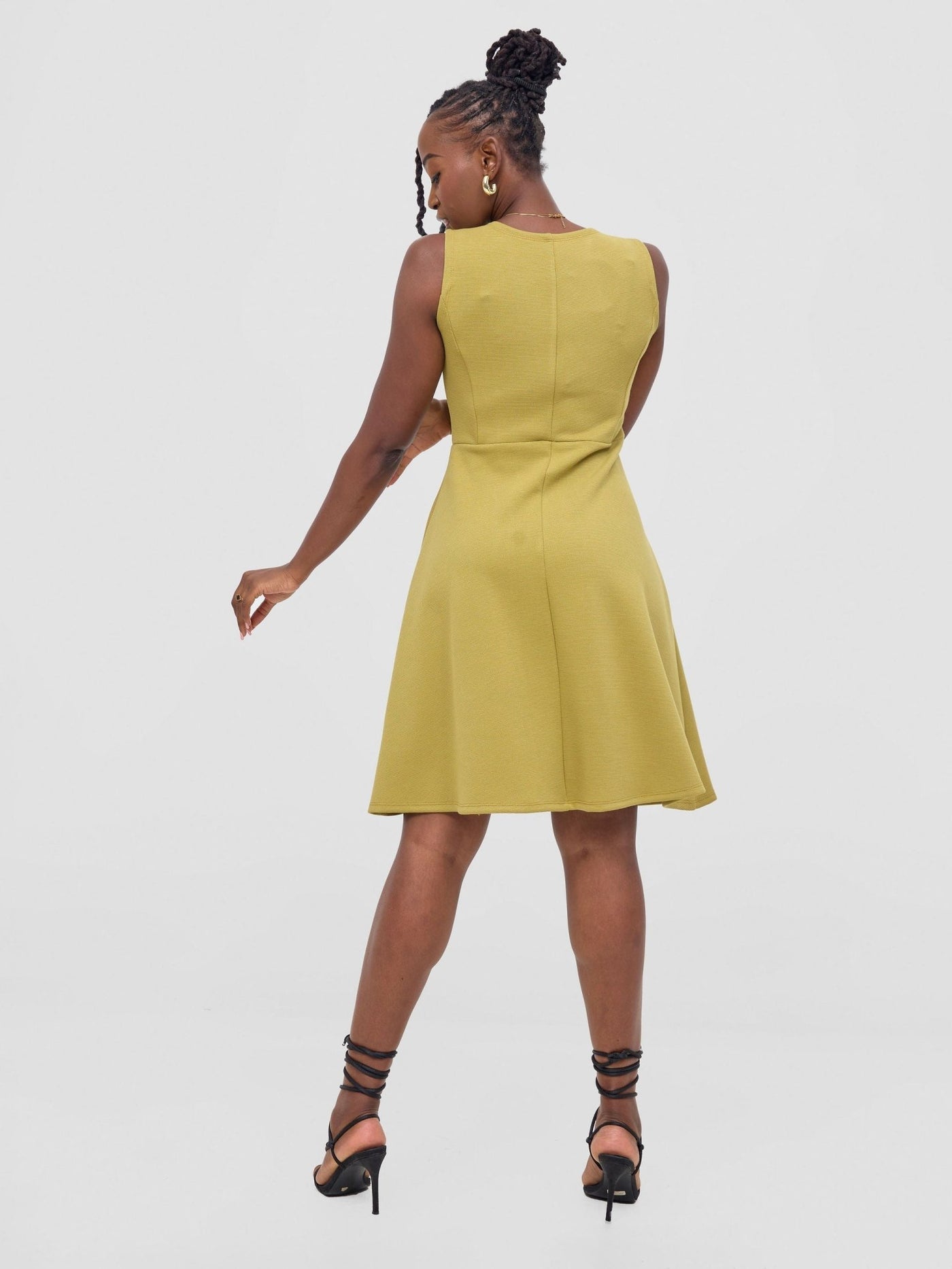 Vivo Niari Boat Neck Dress - Light Olive - Shopzetu