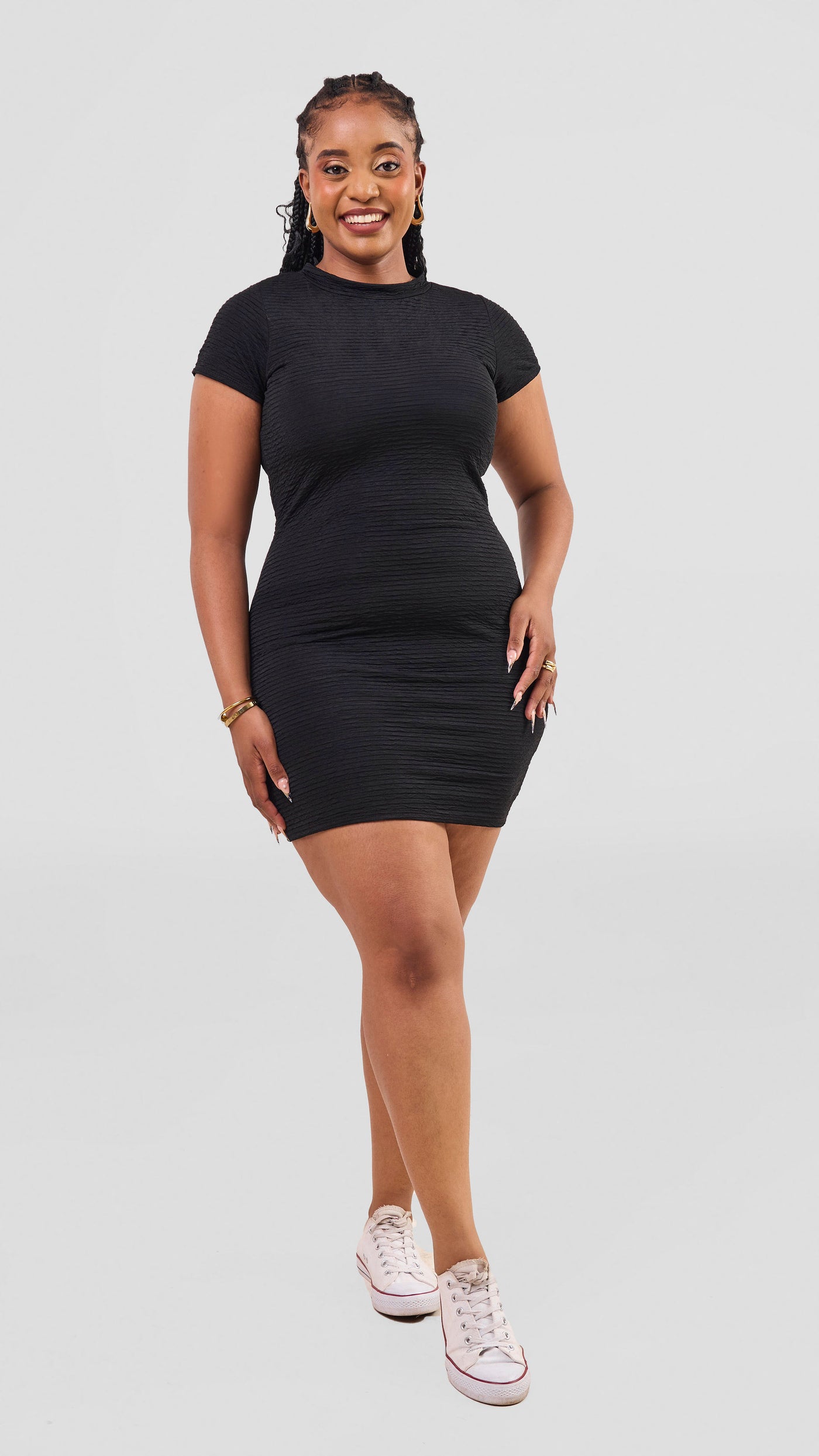 Vivo Alma Short Sleeve Mini Bodycon - Black