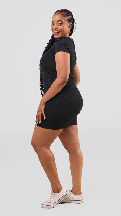 Vivo Alma Short Sleeve Mini Bodycon - Black