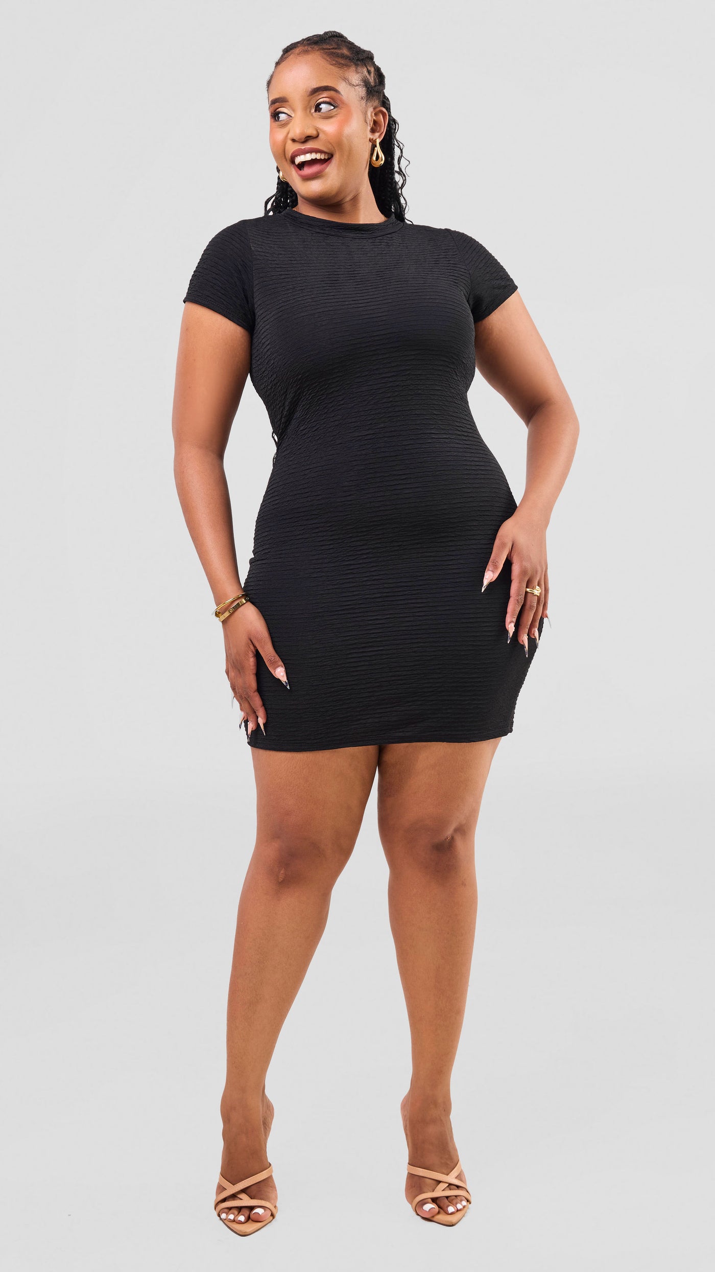 Vivo Alma Short Sleeve Mini Bodycon - Black