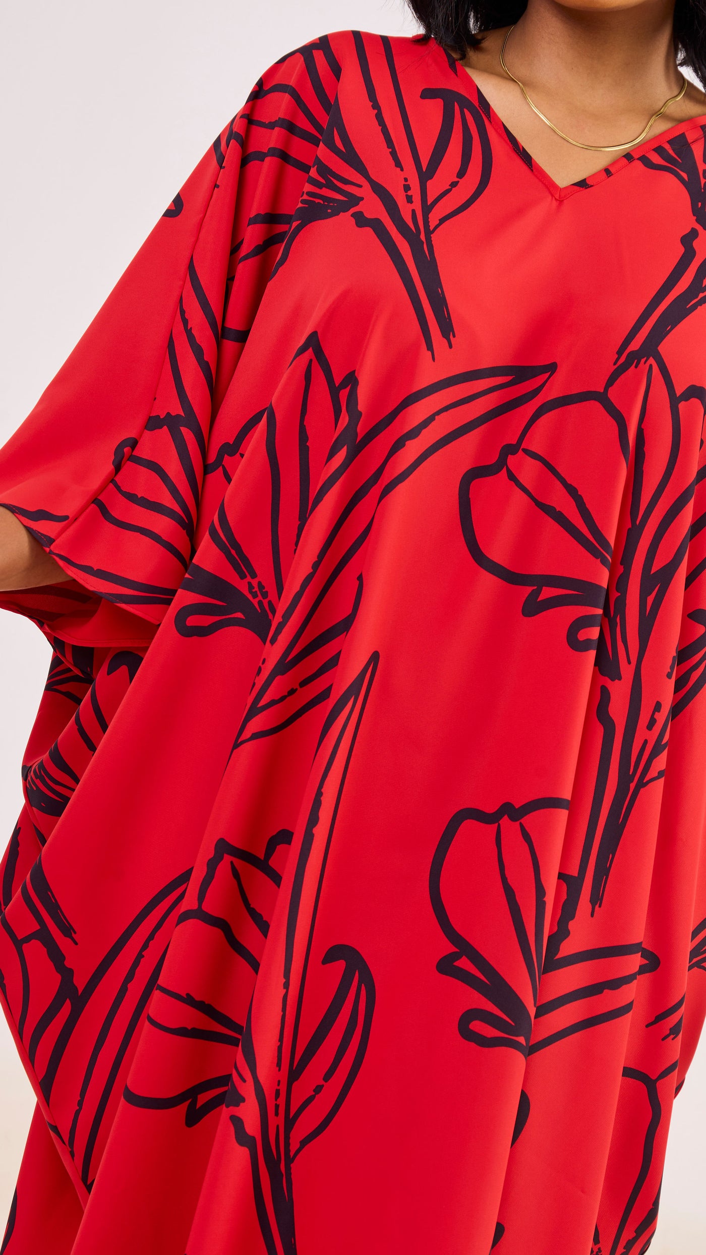 Vivo Ayla Maxi Kaftan Dress - Red / Navy Nola Print