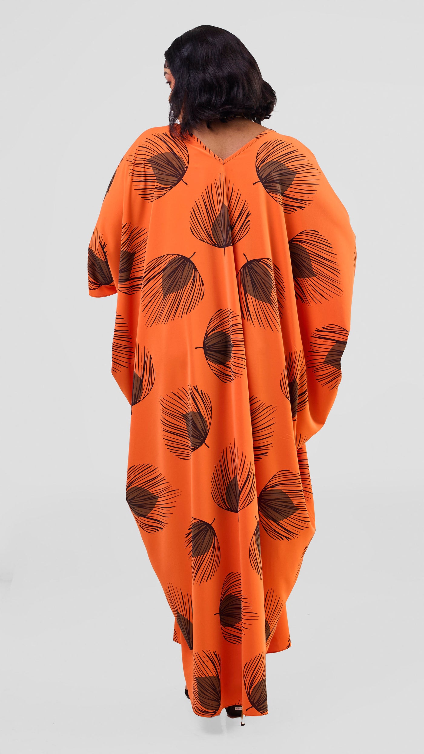 Vivo Ayla Maxi Kaftan Dress - Orange / Black Fani Print