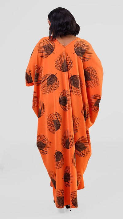 Vivo Ayla Maxi Kaftan Dress - Orange / Black Fani Print