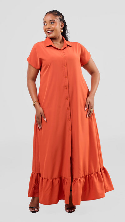 Vivo Maisha Drop Shoulder Maxi Dress - Rust