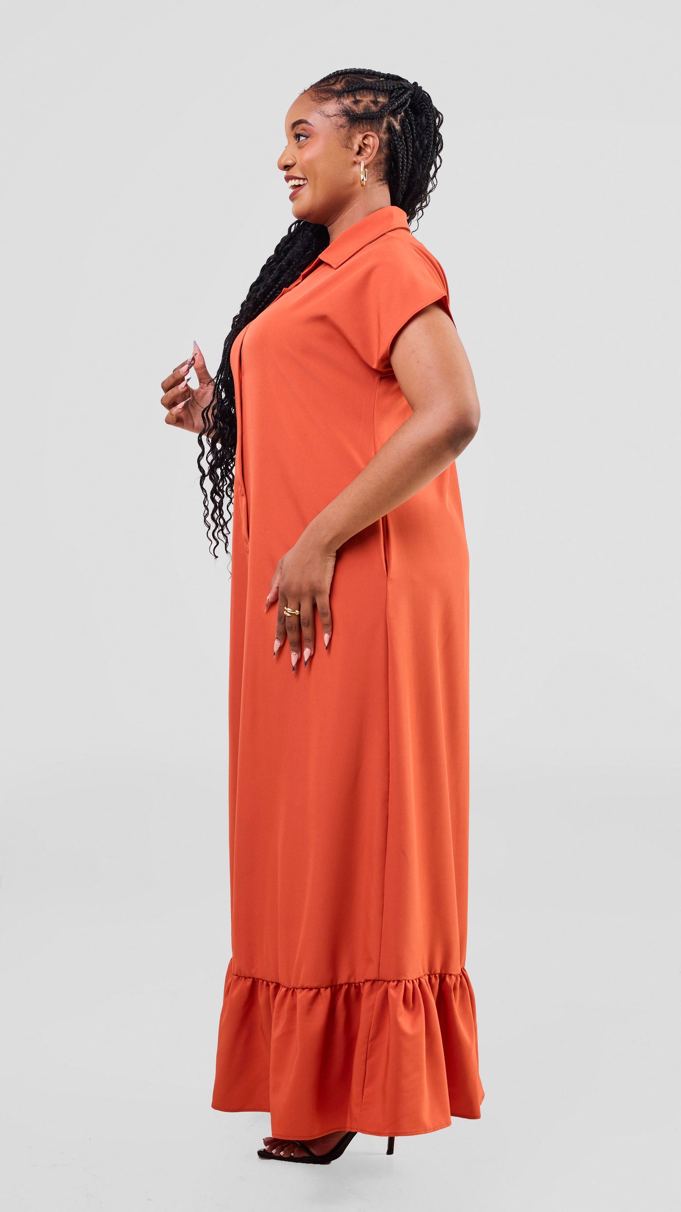Vivo Maisha Drop Shoulder Maxi Dress - Rust