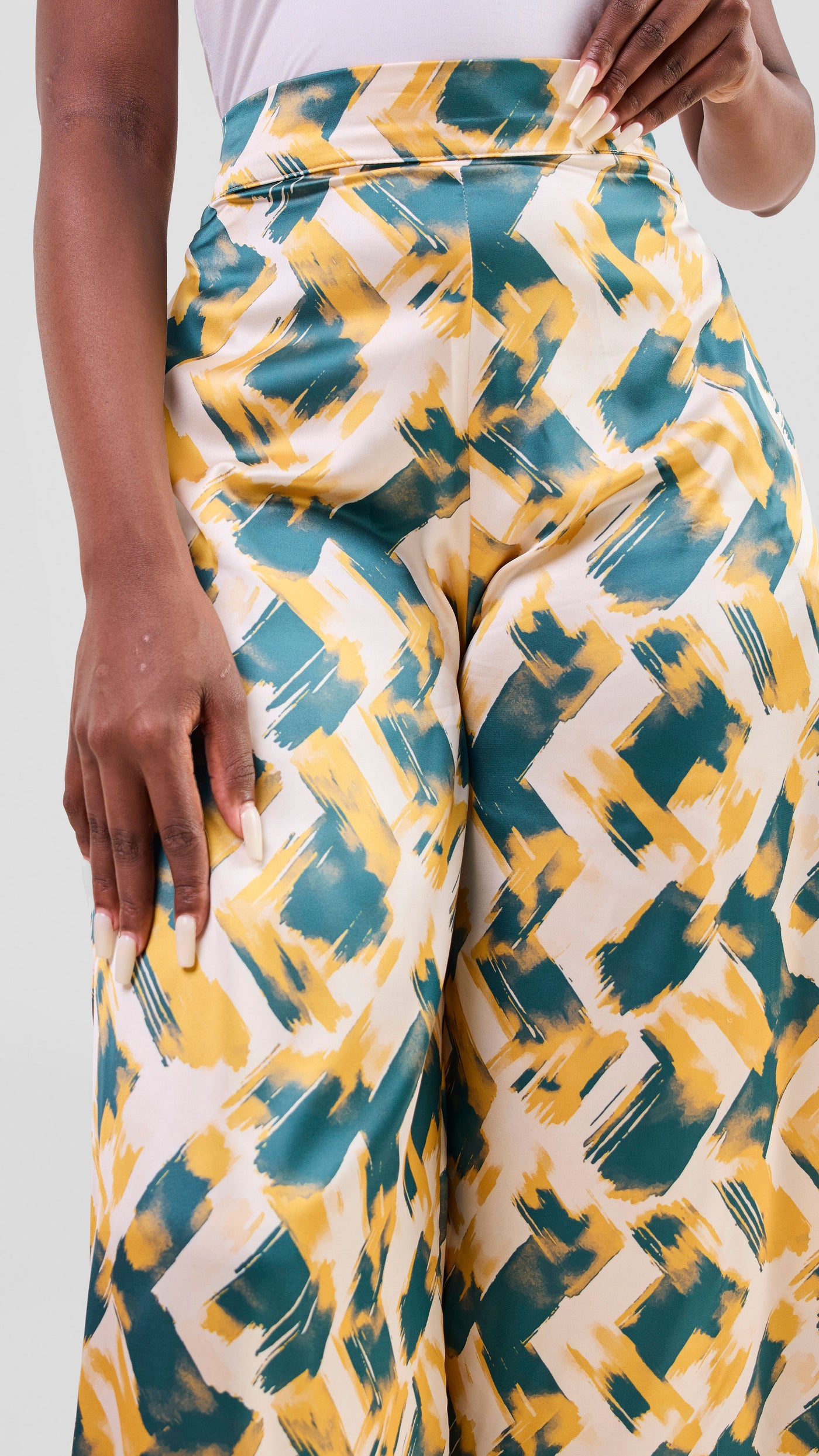 Vivo Chidii Wide Leg Pants - Mustard / Dark Teal Tulu Print
