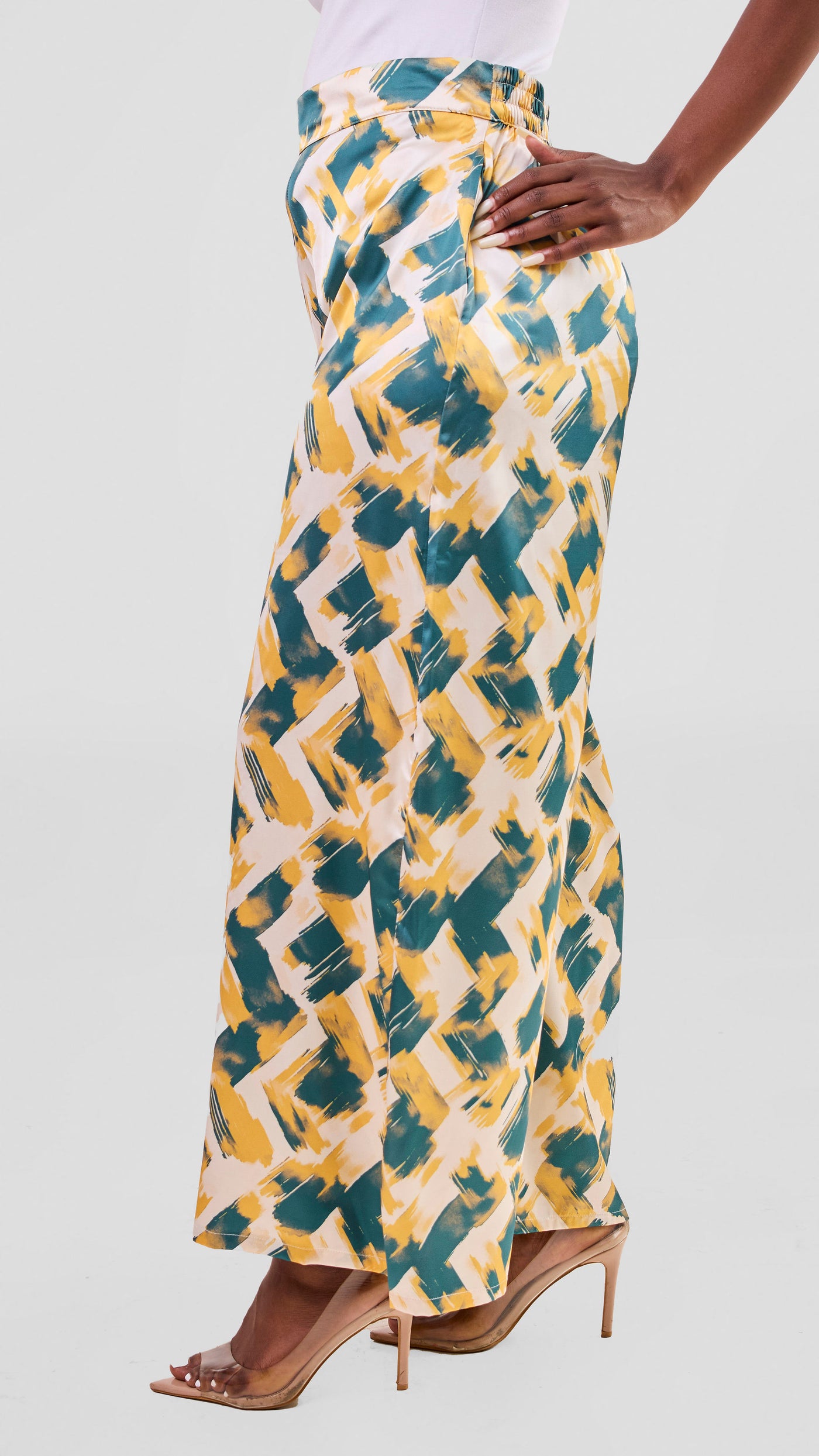 Vivo Chidii Wide Leg Pants - Mustard / Dark Teal Tulu Print