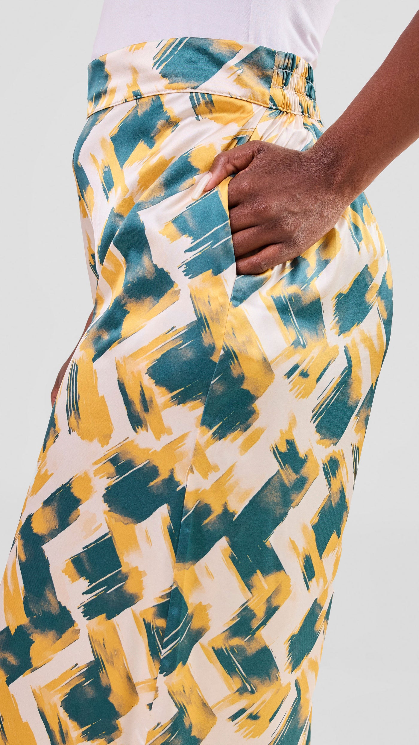 Vivo Chidii Wide Leg Pants - Mustard / Dark Teal Tulu Print