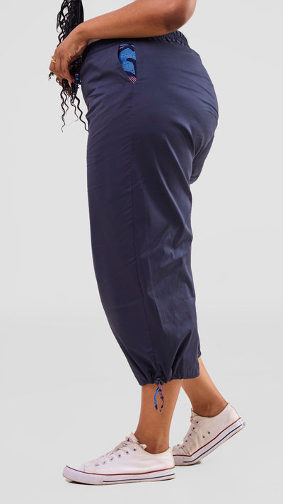 Safari Njano Joggers - Navy Blue / Tana Print