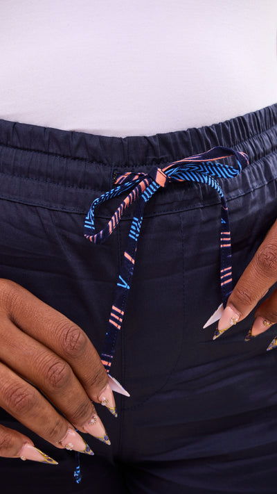 Safari Njano Joggers - Navy Blue / Tana Print