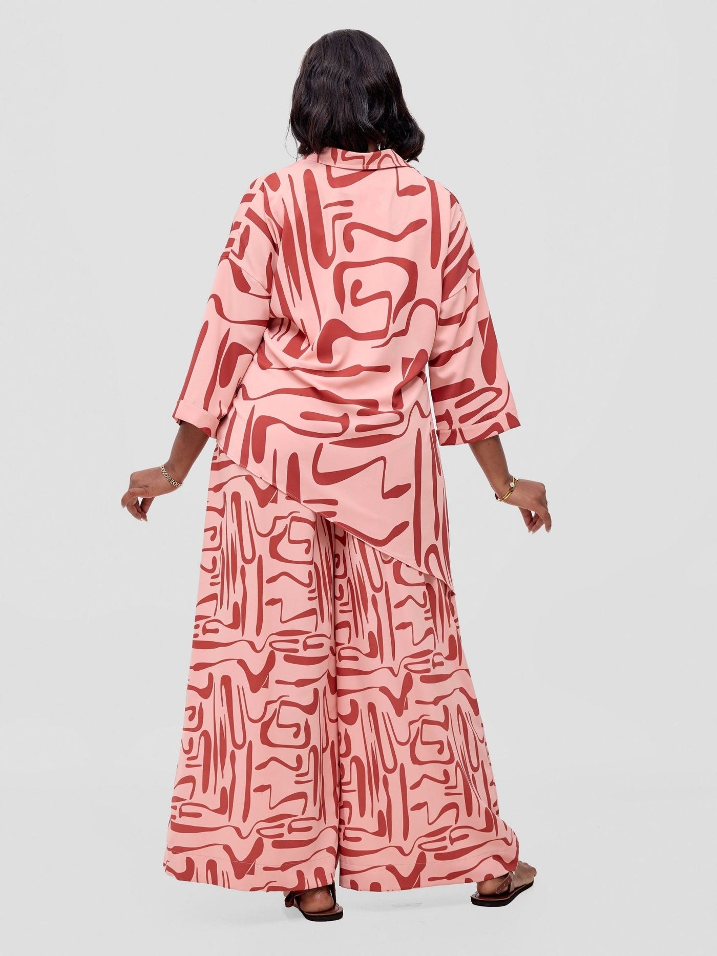 Vivo Serwa Asymmetric Top - Peach / Rust Sera Print - Shopzetu