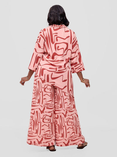 Vivo Serwa Asymmetric Top - Peach / Rust Sera Print - Shopzetu