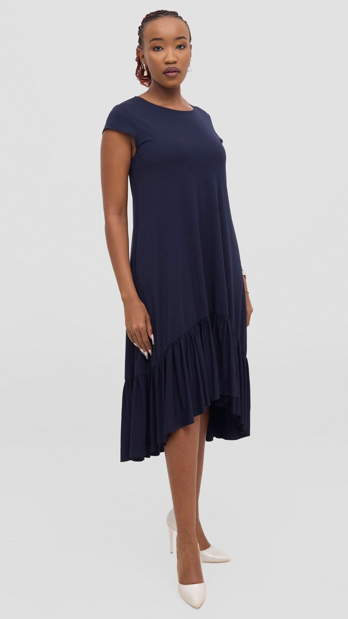 Vivo Lindi High Low Dress - Navy Blue - Shopzetu