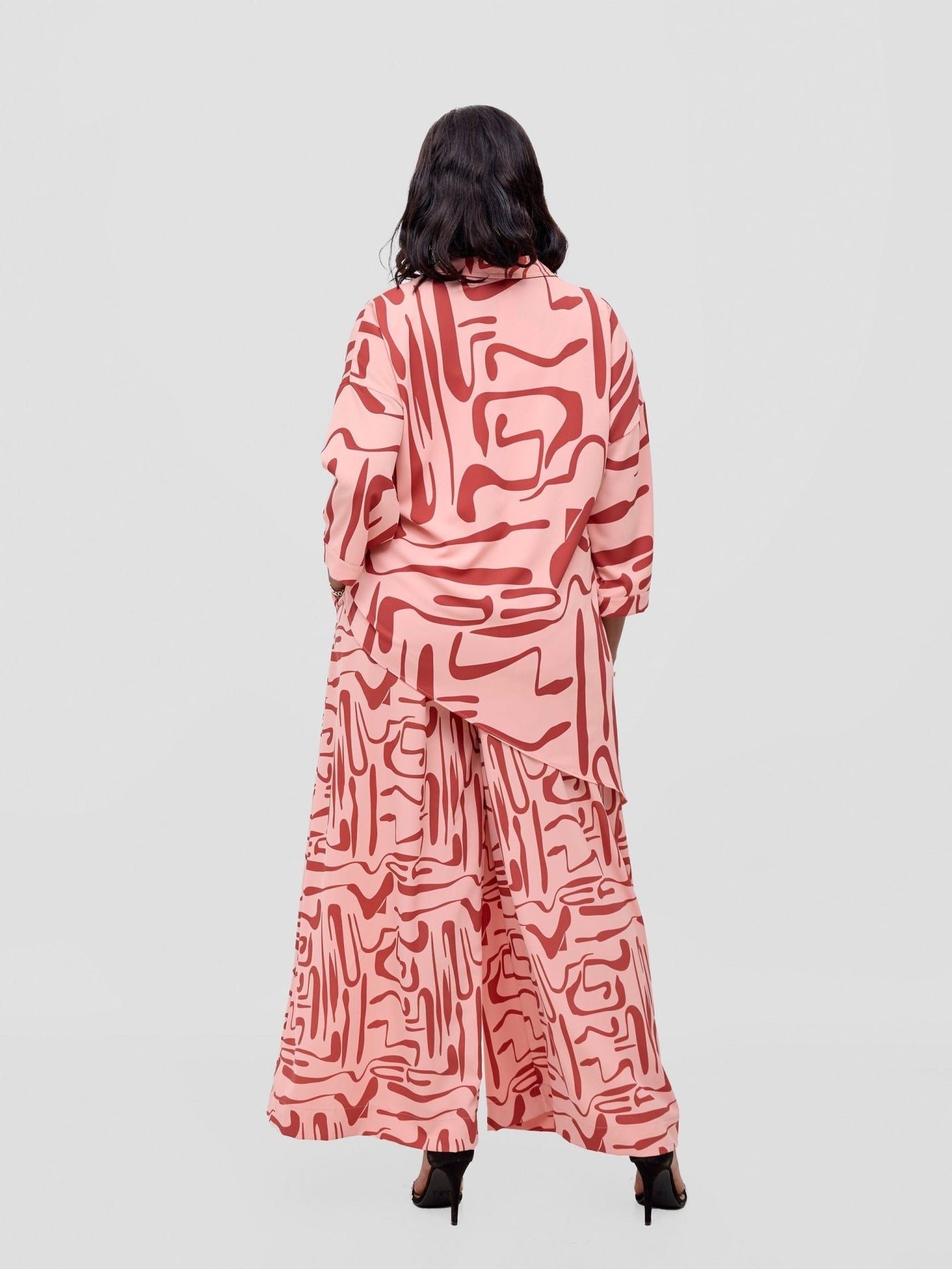 Vivo Serwa Asymmetric Top - Peach / Rust Sera Print - Shopzetu