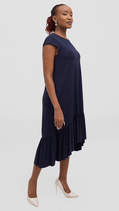Vivo Lindi High Low Dress - Navy Blue - Shopzetu