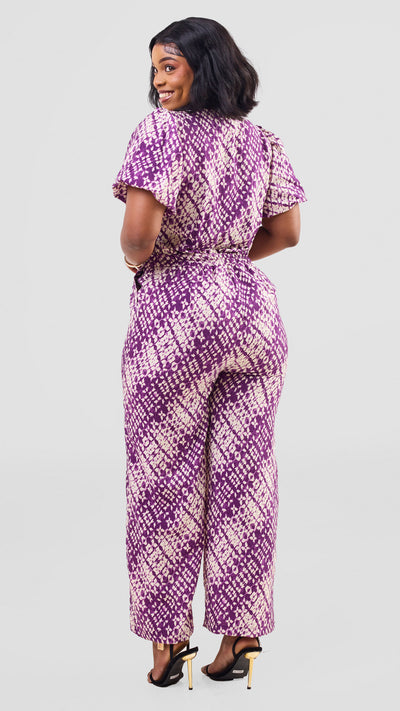Inroses Charoite Jumpsuit - Purple / White