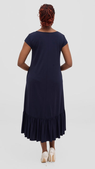 Vivo Lindi High Low Dress - Navy Blue - Shopzetu