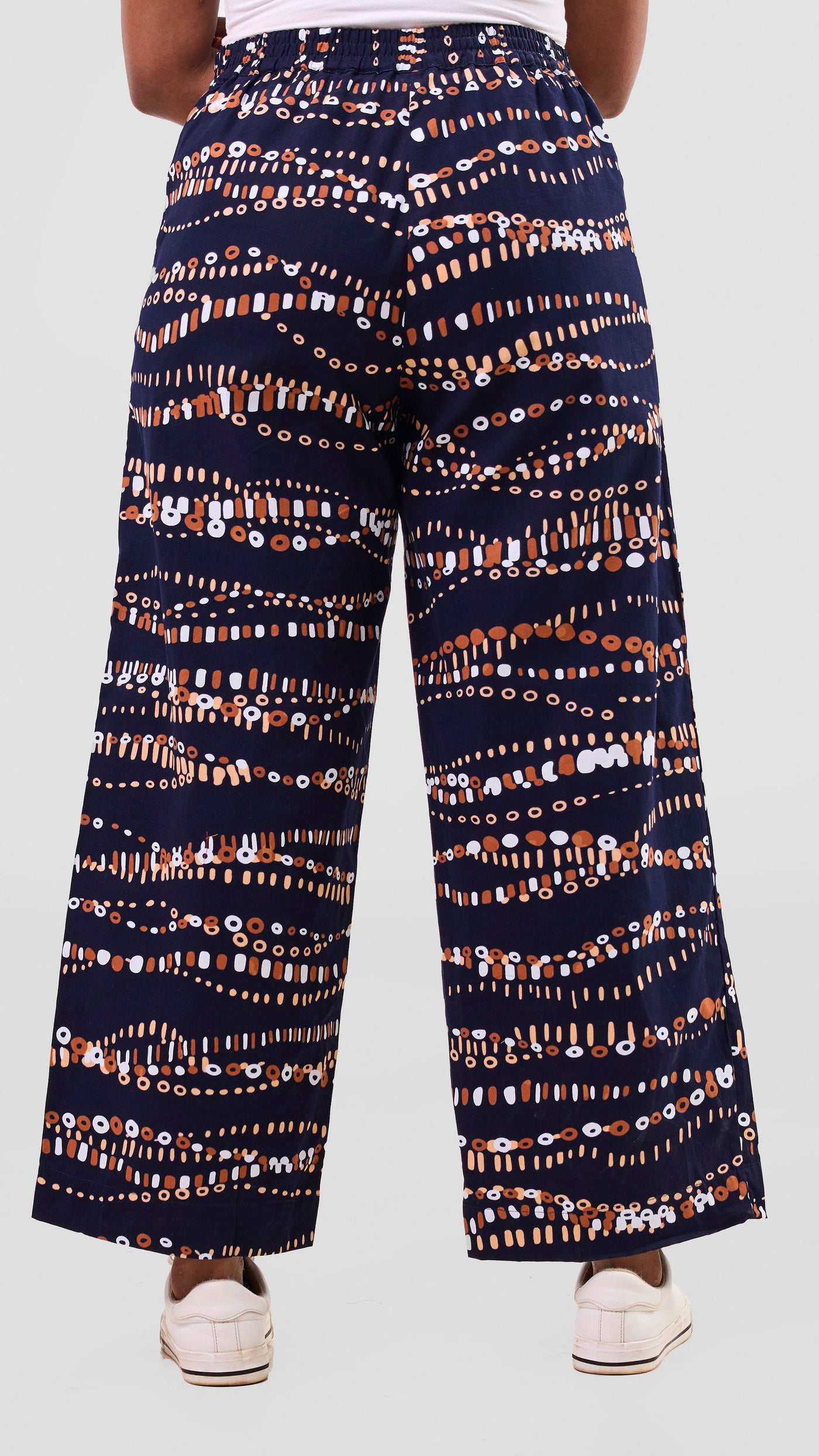 Vivo Kitenge Wide Leg Pants -    Navy / Brown Chiku Print