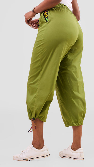 Safari Njano Joggers - Green / Tafo Print