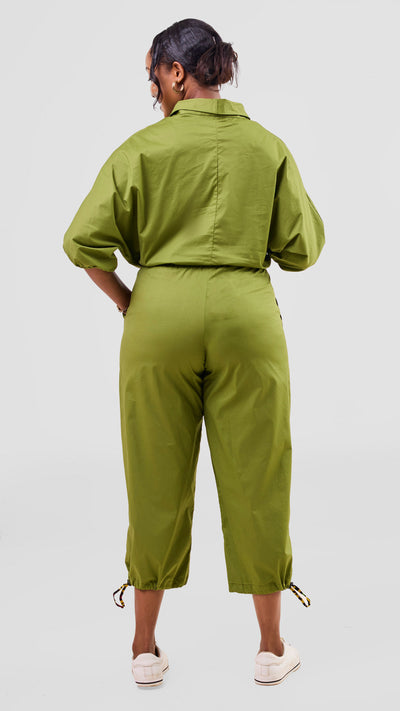 Safari Njano Joggers - Green / Tafo Print