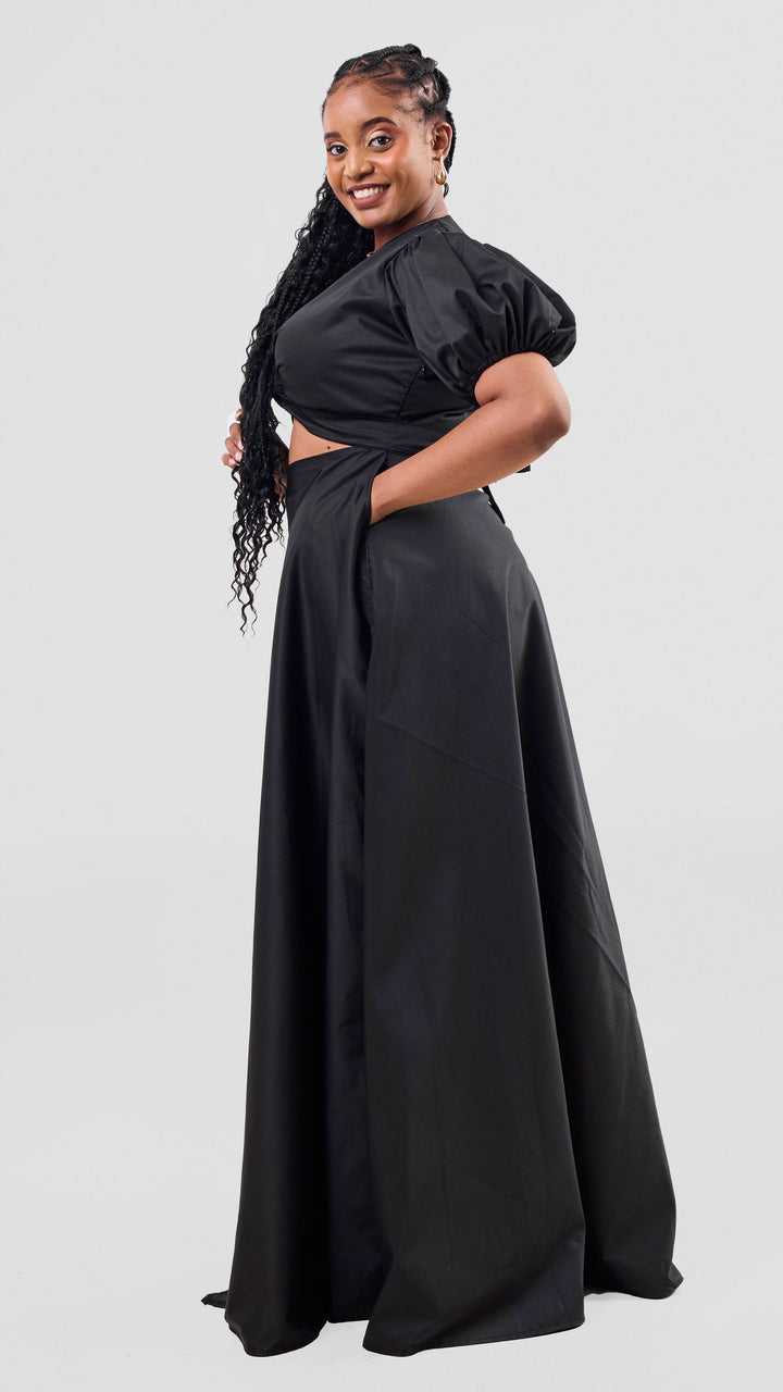 Zambarau Apparel Front-Twist Dress - Black