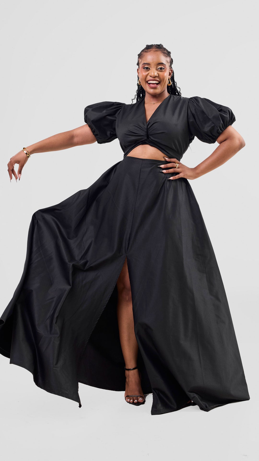 Zambarau Apparel Front-Twist Dress - Black
