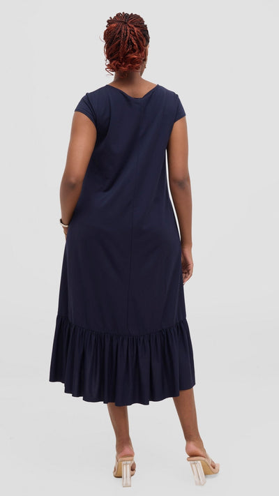 Vivo Lindi High Low Dress - Navy Blue - Shopzetu