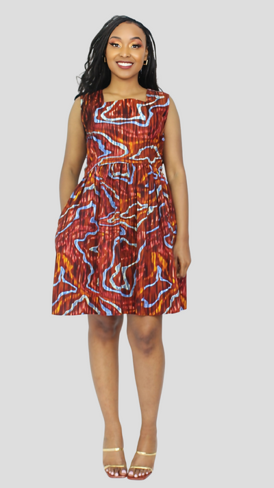 The Fashion Frenzy Curvy Plus Size Amani Printed Skater Dress â€“ Red