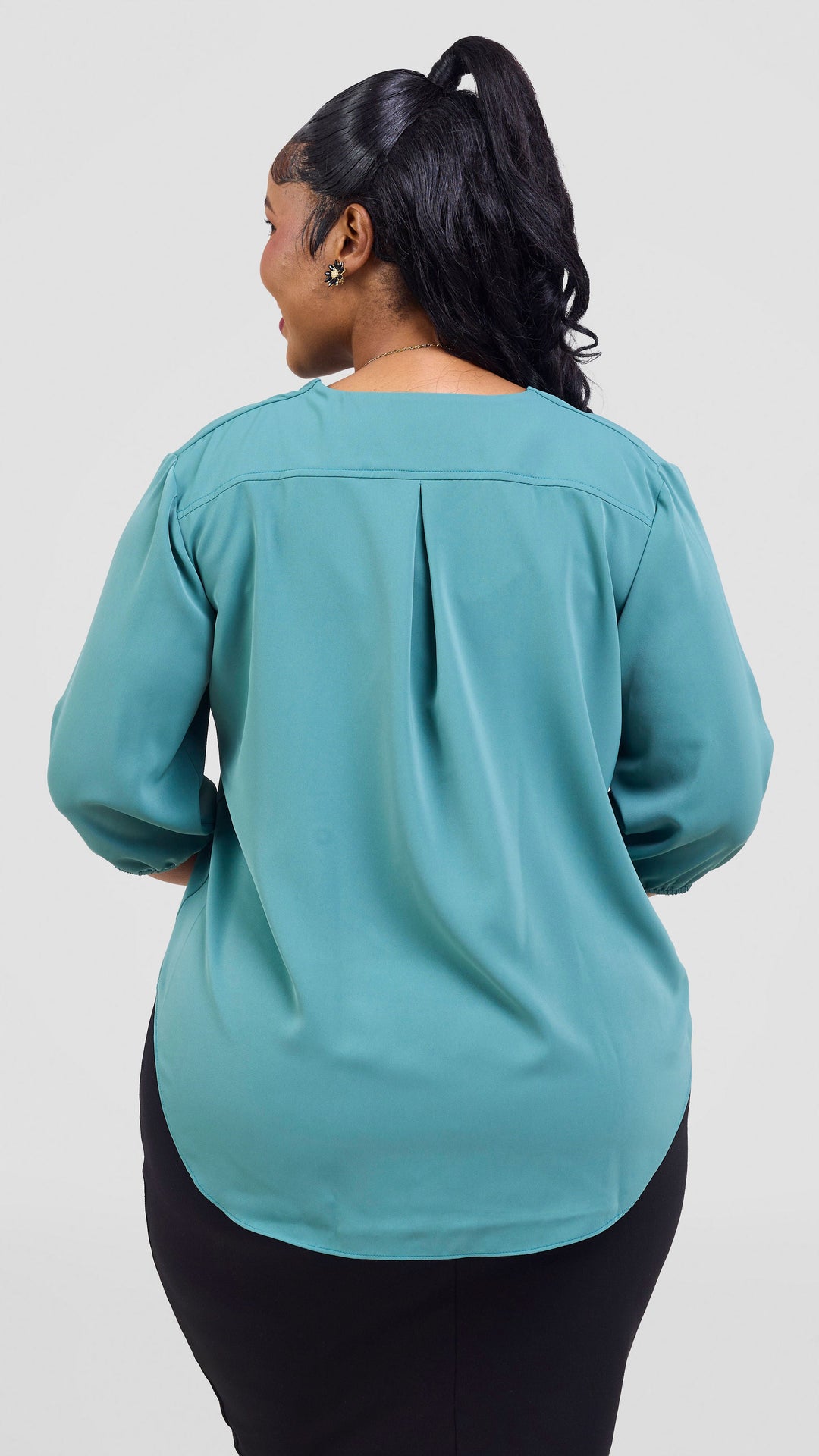Vivo Dua 3/4 Sleeved V Neck Shirt - Sea Green