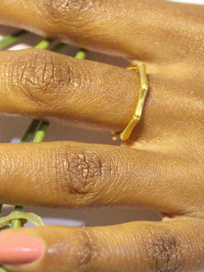 non fading18k gold plated bamboo ring to pair with dresses, work wear, pants or tops
