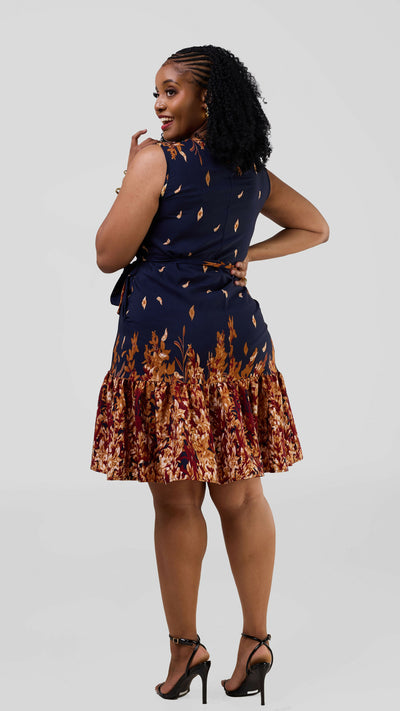Lizola Marinde Shift Dress - Navyblue / Maroon