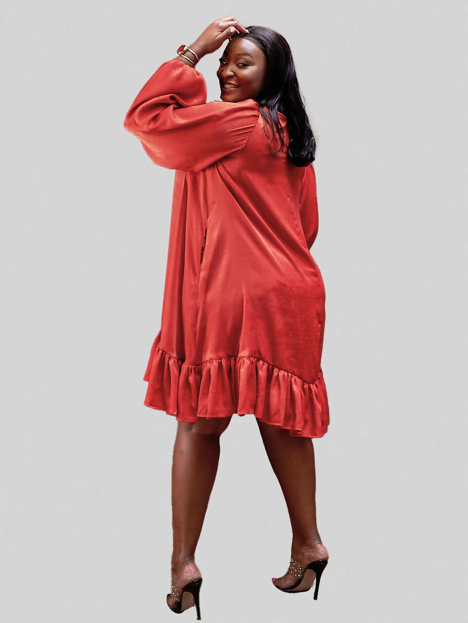 Valerie Shift Dress - Rust Brown - Shopzetu