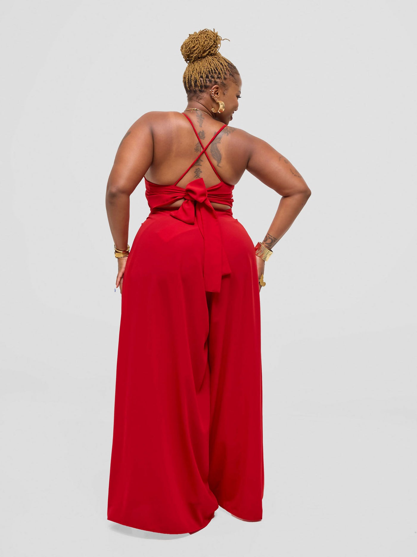 Elsie Glamour Amara Wrap Jumpsuit - Red - Shopzetu