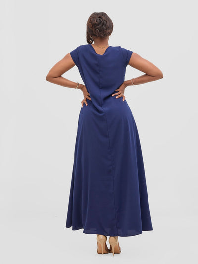 Vivo Basic Cap Sleeve Maxi Tent Dress - Navy - Shopzetu