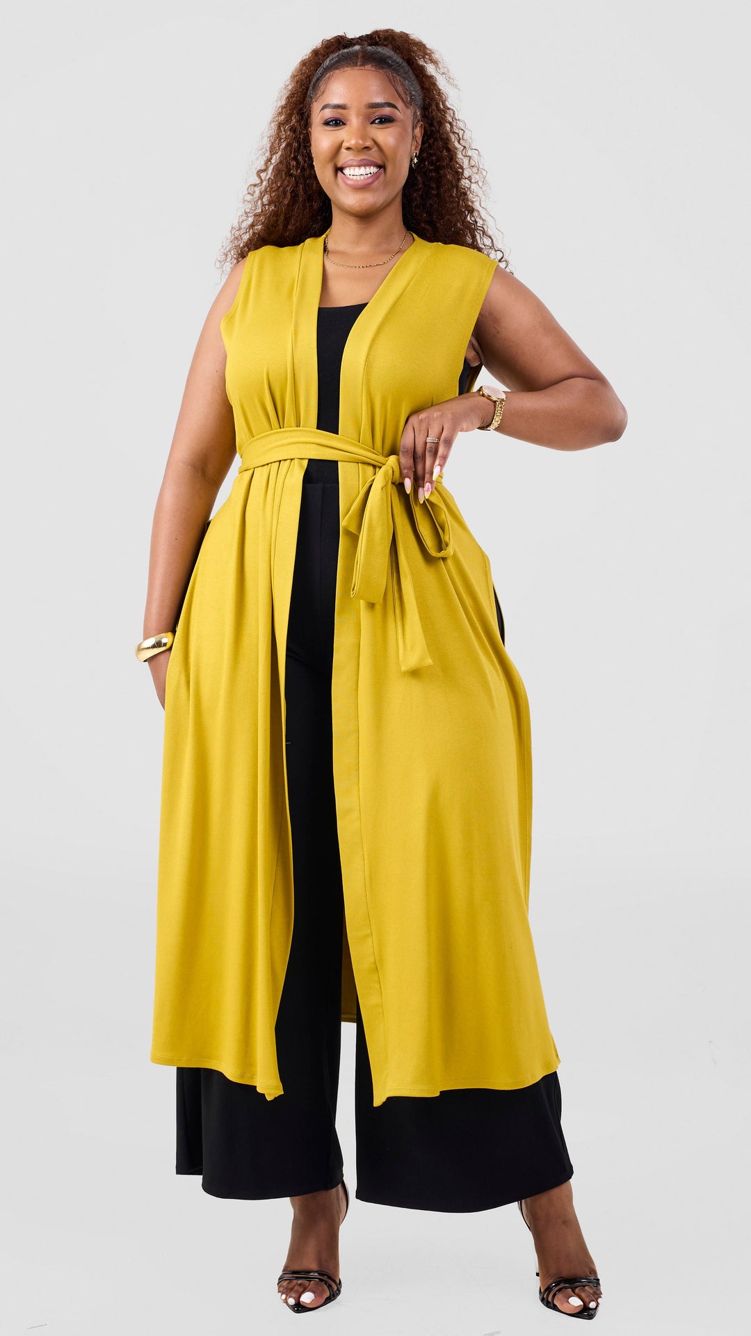 Vivo Chela  Sleeveless Waterfall in Jersey - Light Olive