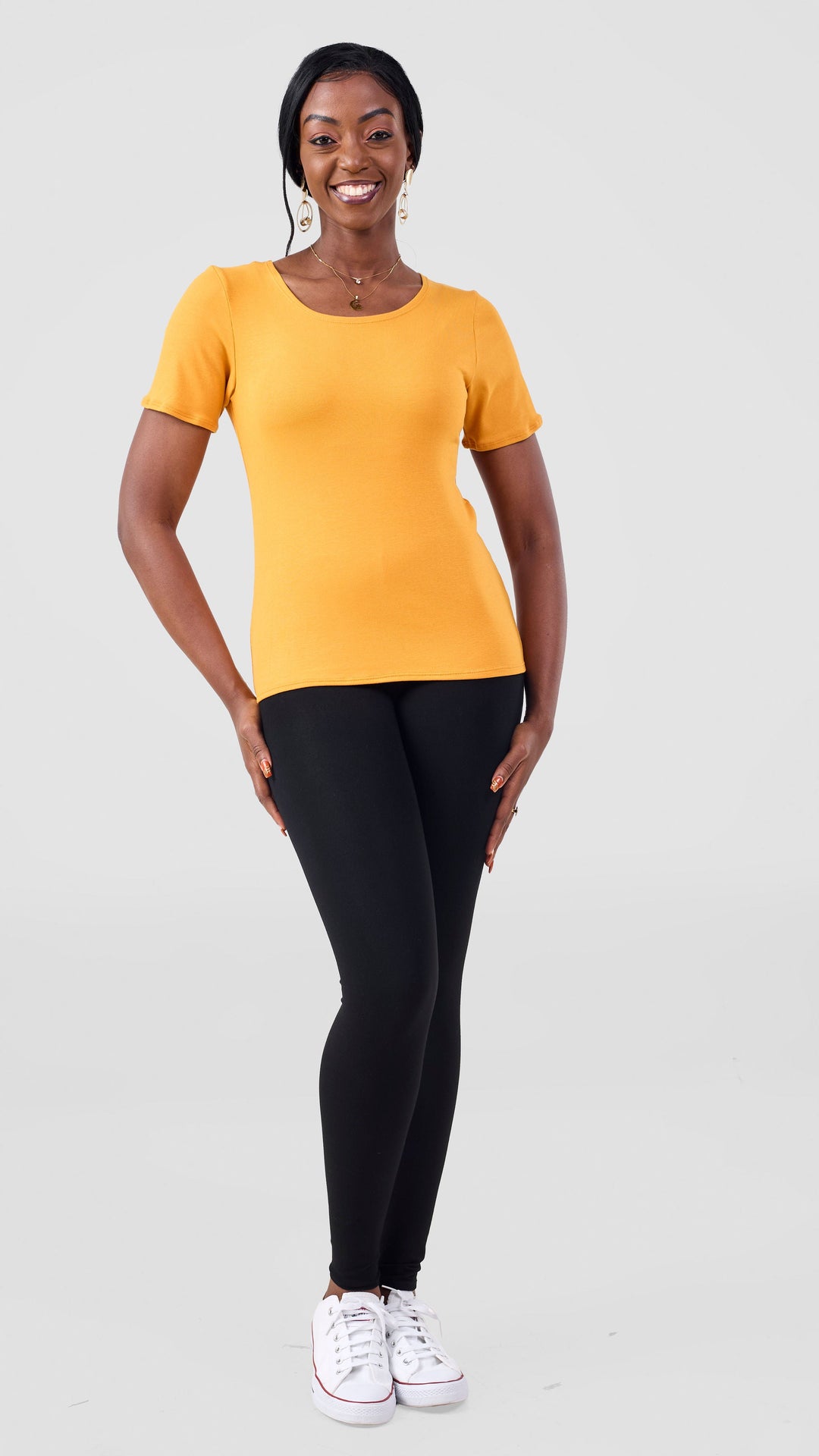 Vivo Basic Short Sleeve Top - Mustard