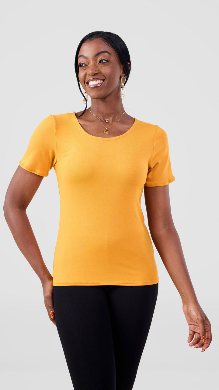 Vivo Basic Short Sleeve Top - Mustard