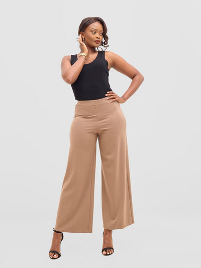Vivo Upe Wide Leg Pants - Taupe - Shopzetu