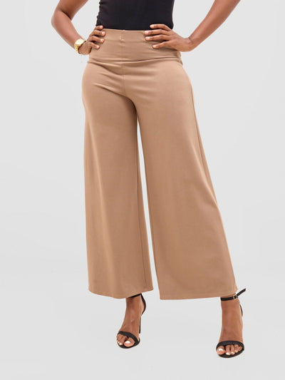 Vivo Upe Wide Leg Pants - Taupe - Shopzetu