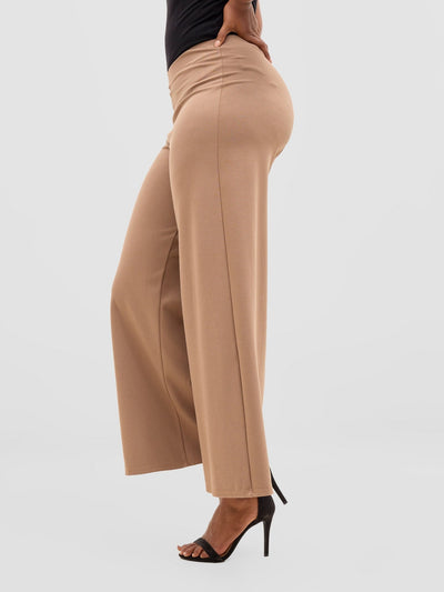 Vivo Upe Wide Leg Pants - Taupe - Shopzetu