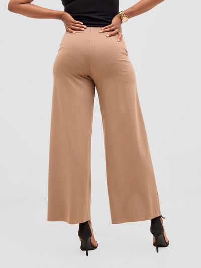 Vivo Upe Wide Leg Pants - Taupe - Shopzetu