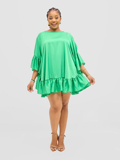 Vivo Malindi Tunic Dress With Frills - Green - Shopzetu