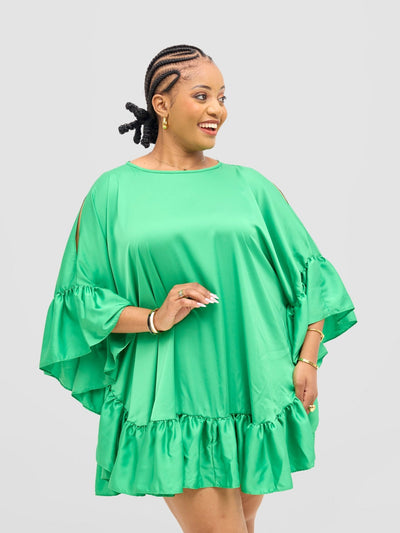 Vivo Malindi Tunic Dress With Frills - Green - Shopzetu
