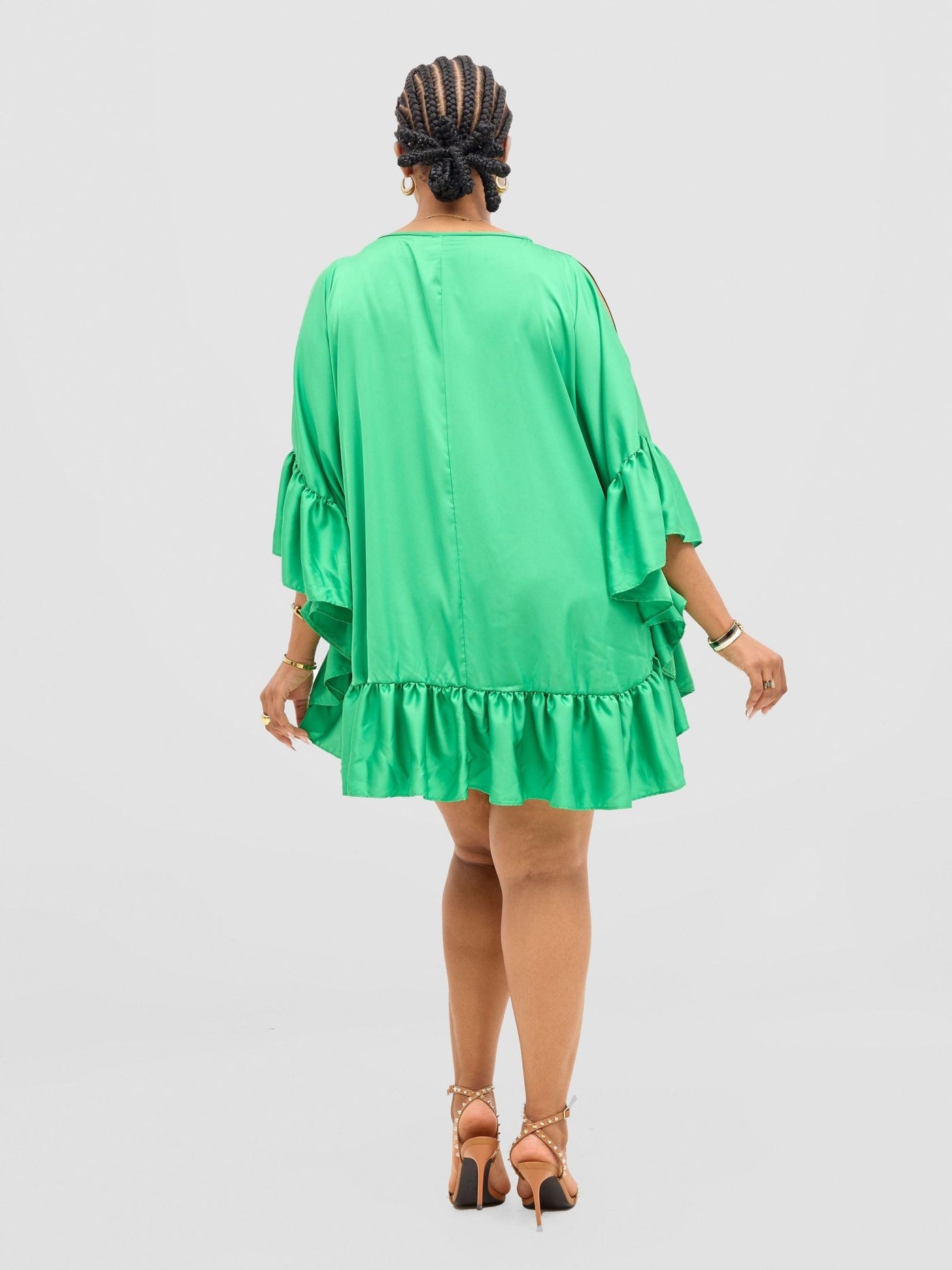 Vivo Malindi Tunic Dress With Frills - Green - Shopzetu