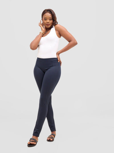 Vivo Basic Panelled Leisure Pants - Navy Dotted - Shopzetu