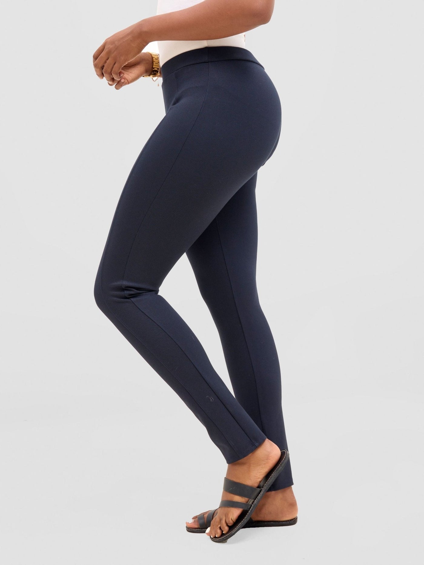 Vivo Basic Panelled Leisure Pants - Navy Dotted - Shopzetu